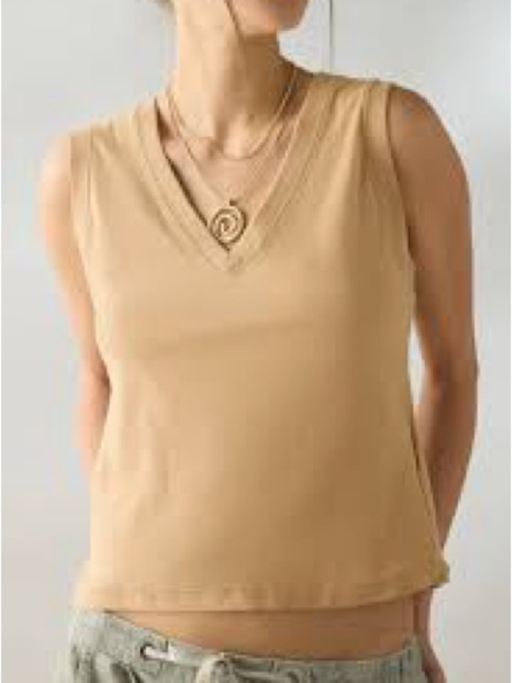 Urban Outfitters Neutral Tan V‑Neck Sleeveless Tank